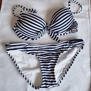 Xhilaration sailor striped tie bikini set